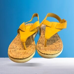 Naturalizer Premium Lincoln Sandals, Sunset Yellow Leather, Womens Size 8.5